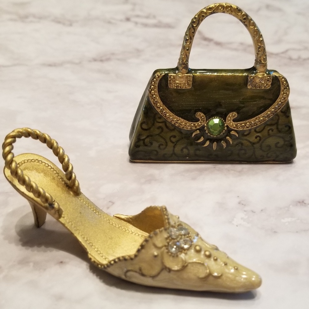 Ceramic Collectible Miniature Heel & Purse Set